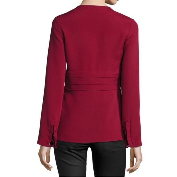 IRO Luana Lace-Up Crepe Top in Wine Size 38 - Picture 3 of 10